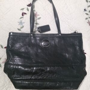 Coach Shiny Black Leather Tote